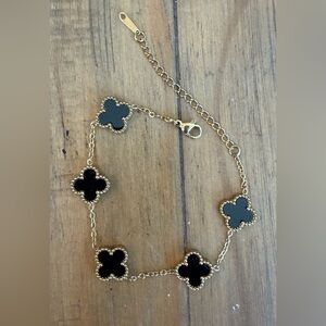 Gold and Black Clover Necklace